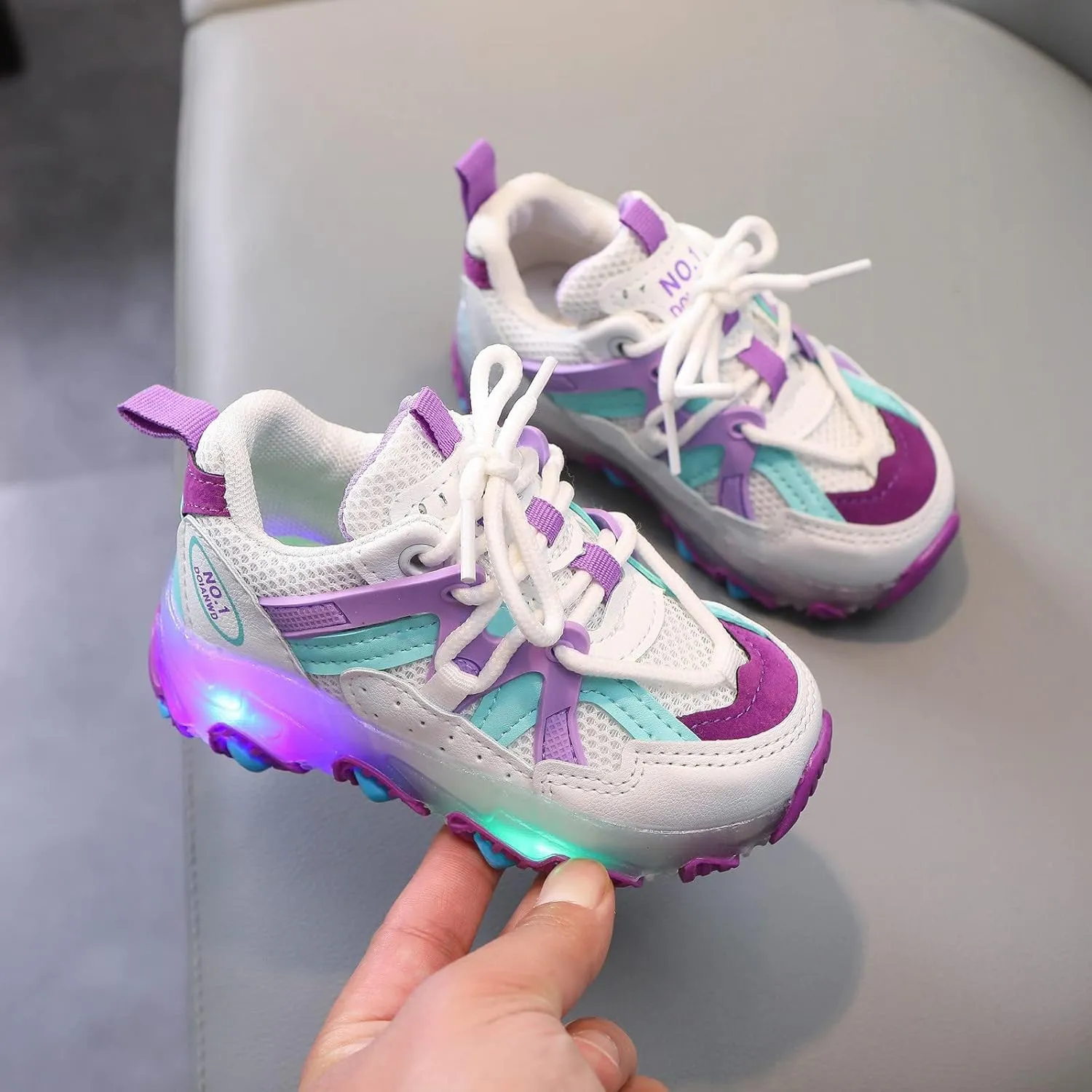 Toddler Boys Girls Light Up Shoes LED Flashing Lightweight Mesh Breathable Running Sneakers for Toddler Little