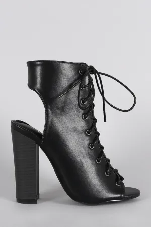 Toe Peep Heel Corset Mule Liliana Up Chunky Lace Reduced-rate Heavy discount