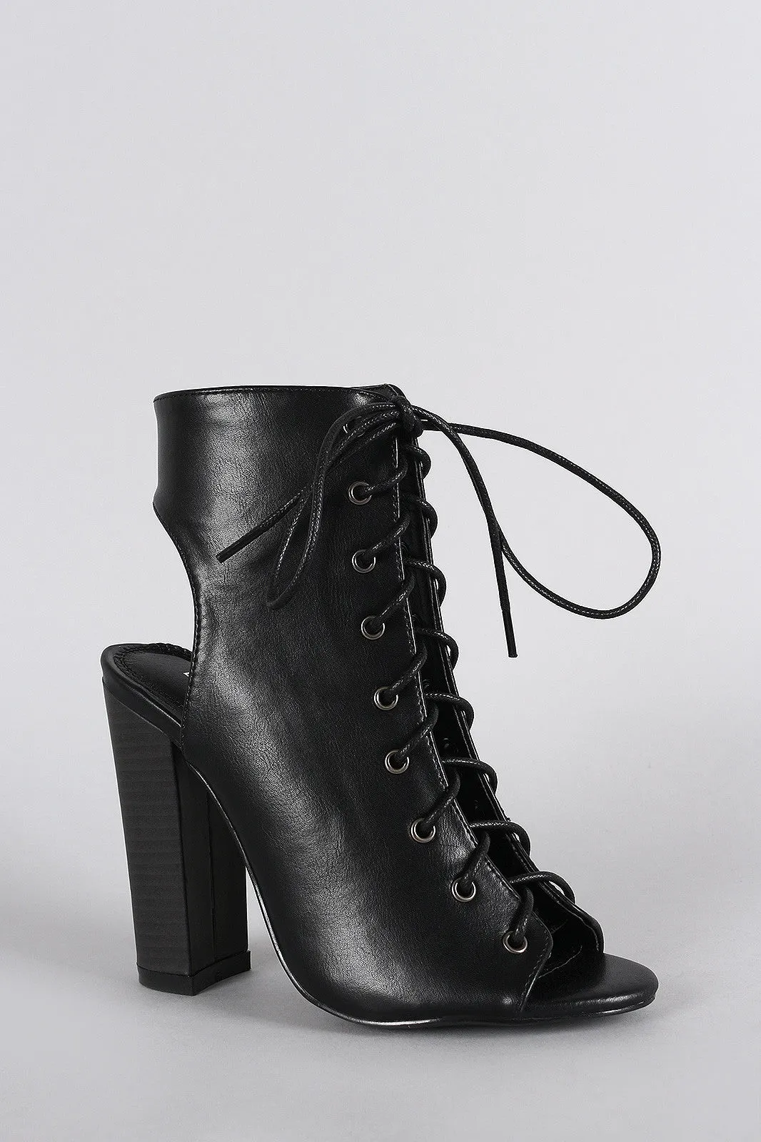 Toe Peep Heel Corset Mule Liliana Up Chunky Lace Reduced-rate Heavy discount