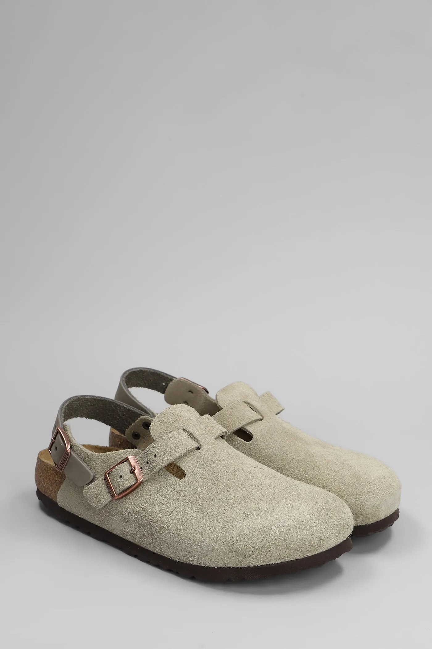 Tokio Slipper-Mule in taupe suede
