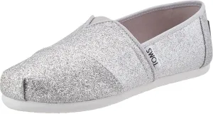TOMS Girls Alpargata Loafer Flat, Silver, 5 Big Kid