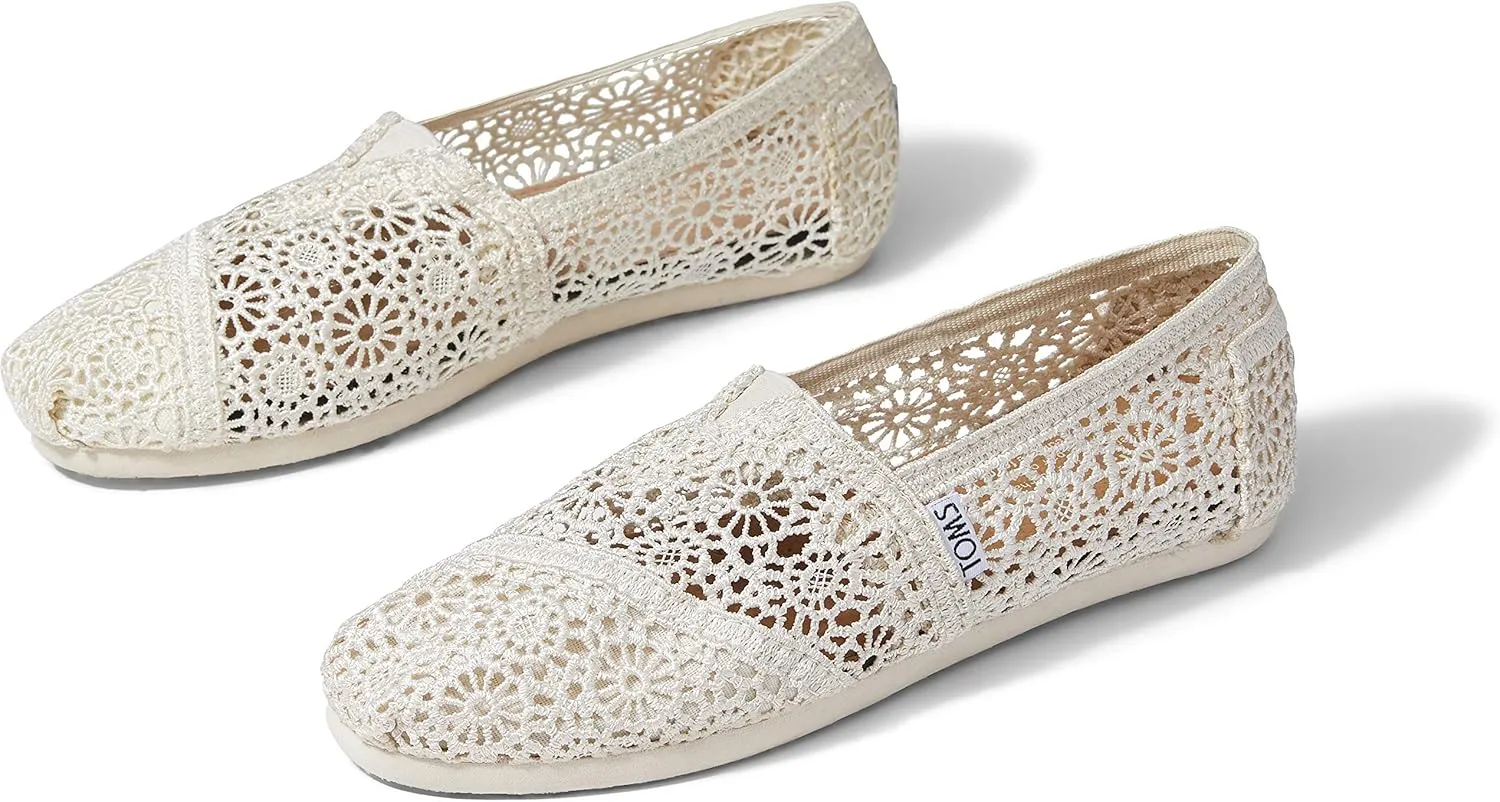 TOMS Women's 10007858 Natural Moroccan Crochet Alpargata Flat