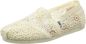 TOMS Women's 10007858 Natural Moroccan Crochet Alpargata Flat