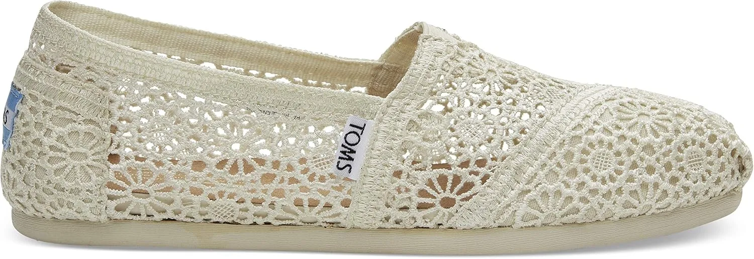 TOMS Women's 10007858 Natural Moroccan Crochet Alpargata Flat