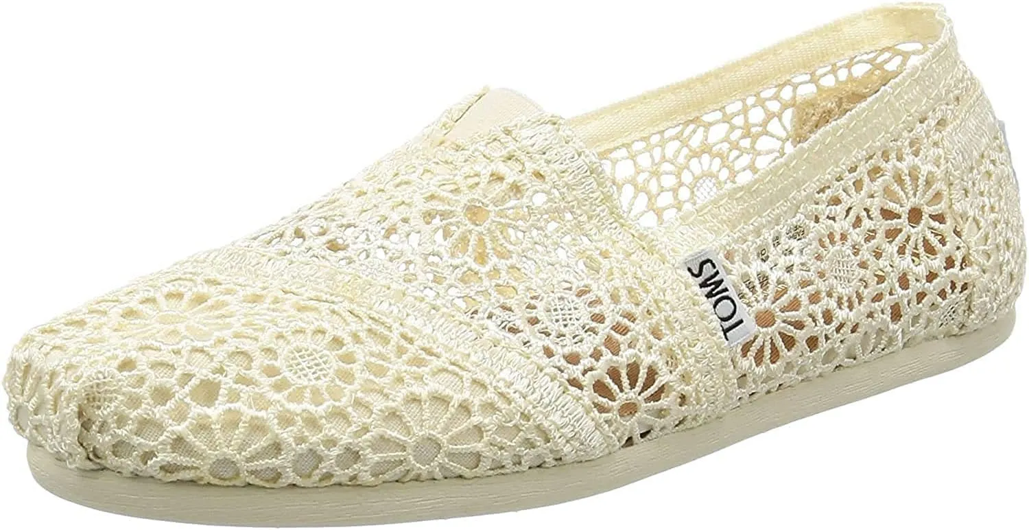 TOMS Women's 10007858 Natural Moroccan Crochet Alpargata Flat