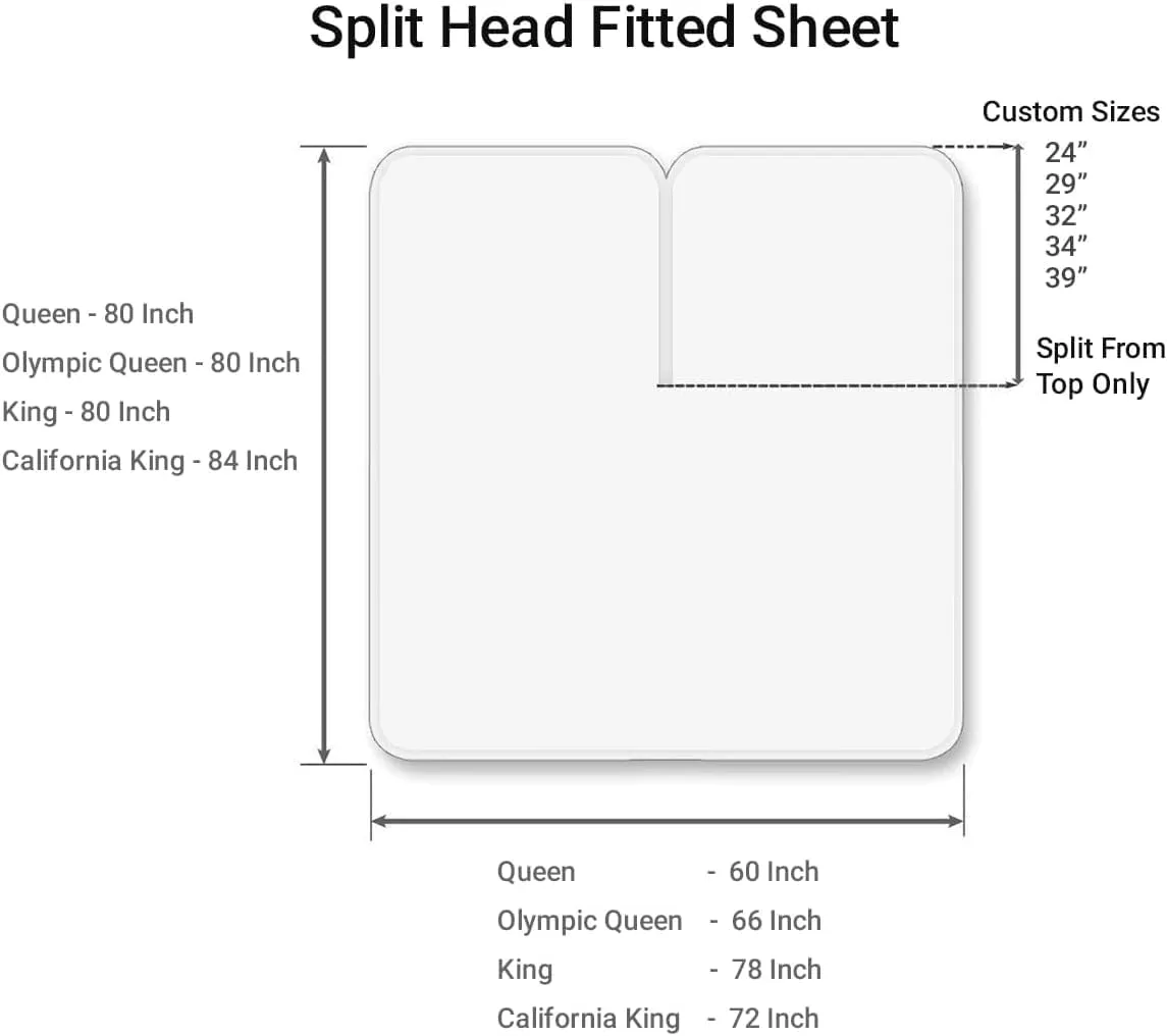 Top Split King Sheets Sets for Adjustable Bed- Sleep Number Sheets Top Split King- Split Head Flex King Sheets Sets- Split King 34 Inches Down from the Top- 16 Inch Deep Pocket (Light Grey Solid)