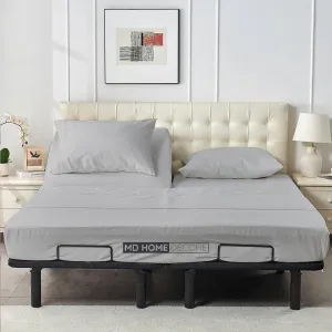 Top Split King Sheets Sets for Adjustable Bed- Sleep Number Sheets Top Split King- Split Head Flex King Sheets Sets- Split King 34 Inches Down from the Top- 16 Inch Deep Pocket (Light Grey Solid)
