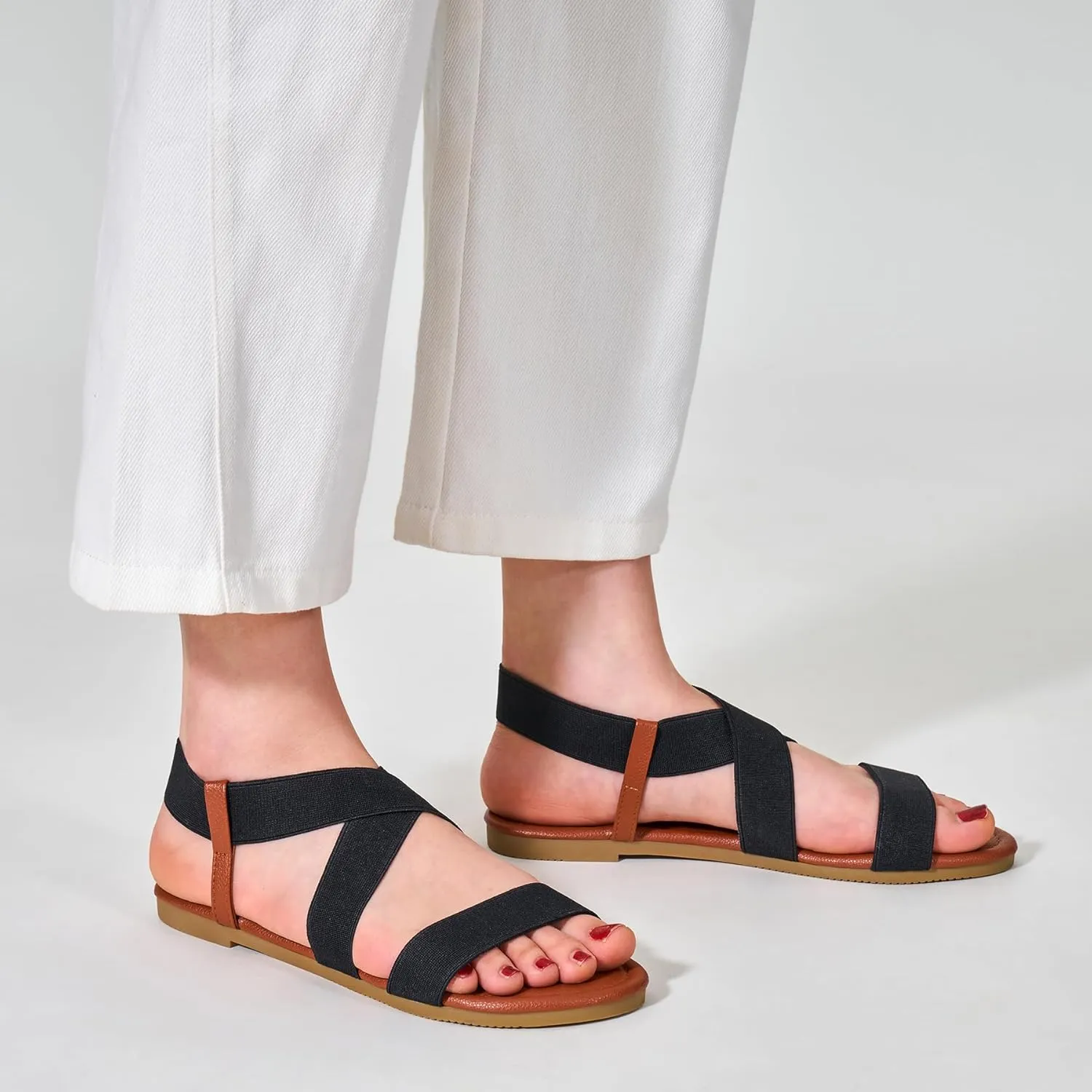 Trary Women's Dressy Summer Sandals, Elastic, Cute, Open Toe, Wide, Sandalias Para Mujer