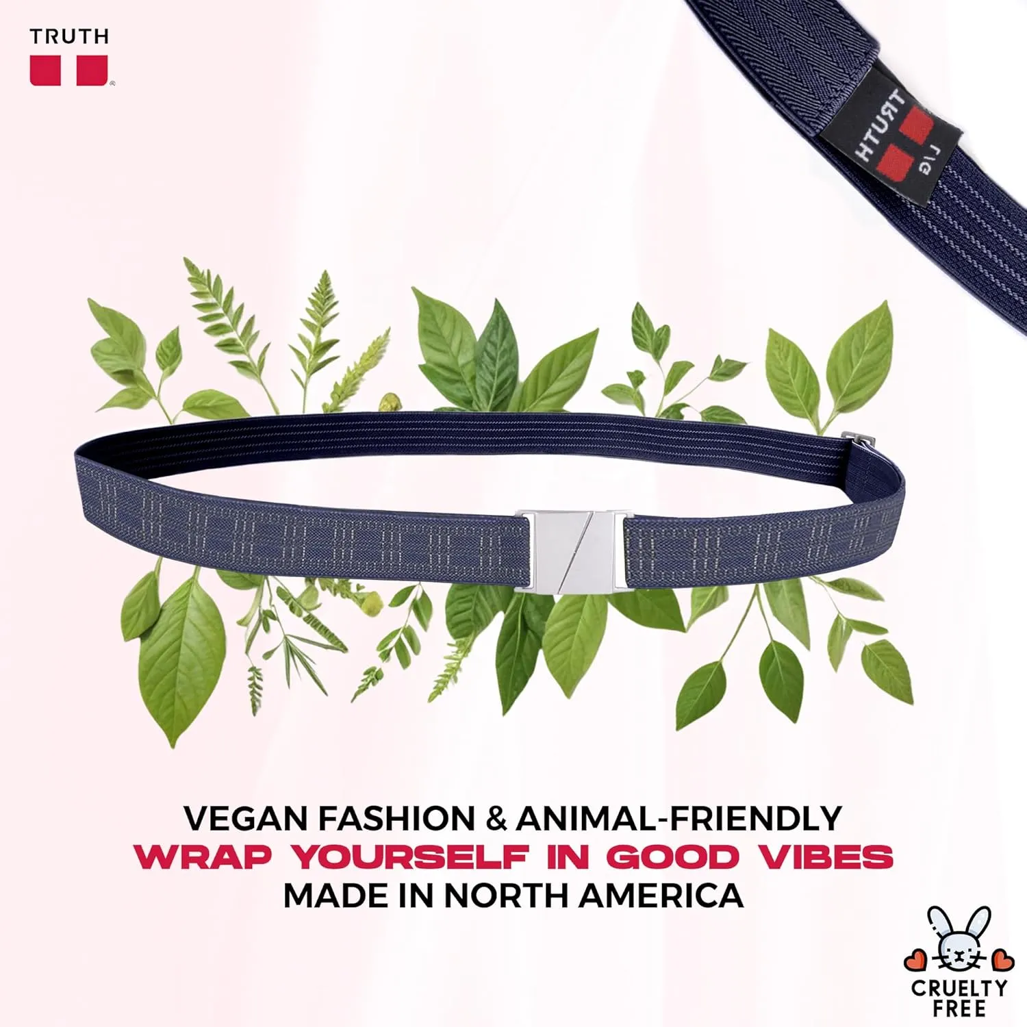 Truth Elastic Belts for Women & Men, No Show Flat Buckle KARMA Belts, Invisible Stretch Belts for Jeans, Pants and Plus Sizes