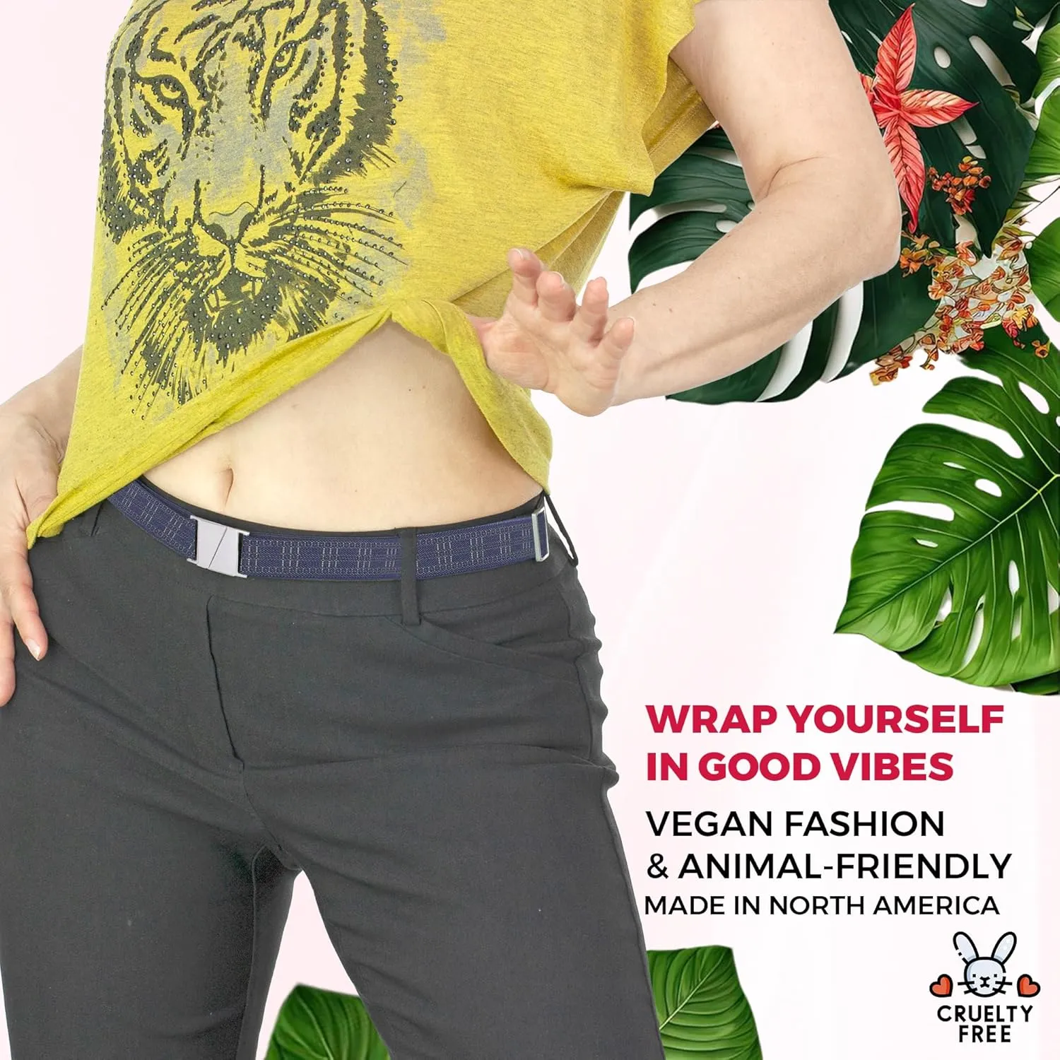 Truth Elastic Belts for Women & Men, No Show Flat Buckle KARMA Belts, Invisible Stretch Belts for Jeans, Pants and Plus Sizes