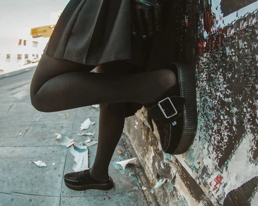 TUK-V3177L-Black Suede Creeper Mule