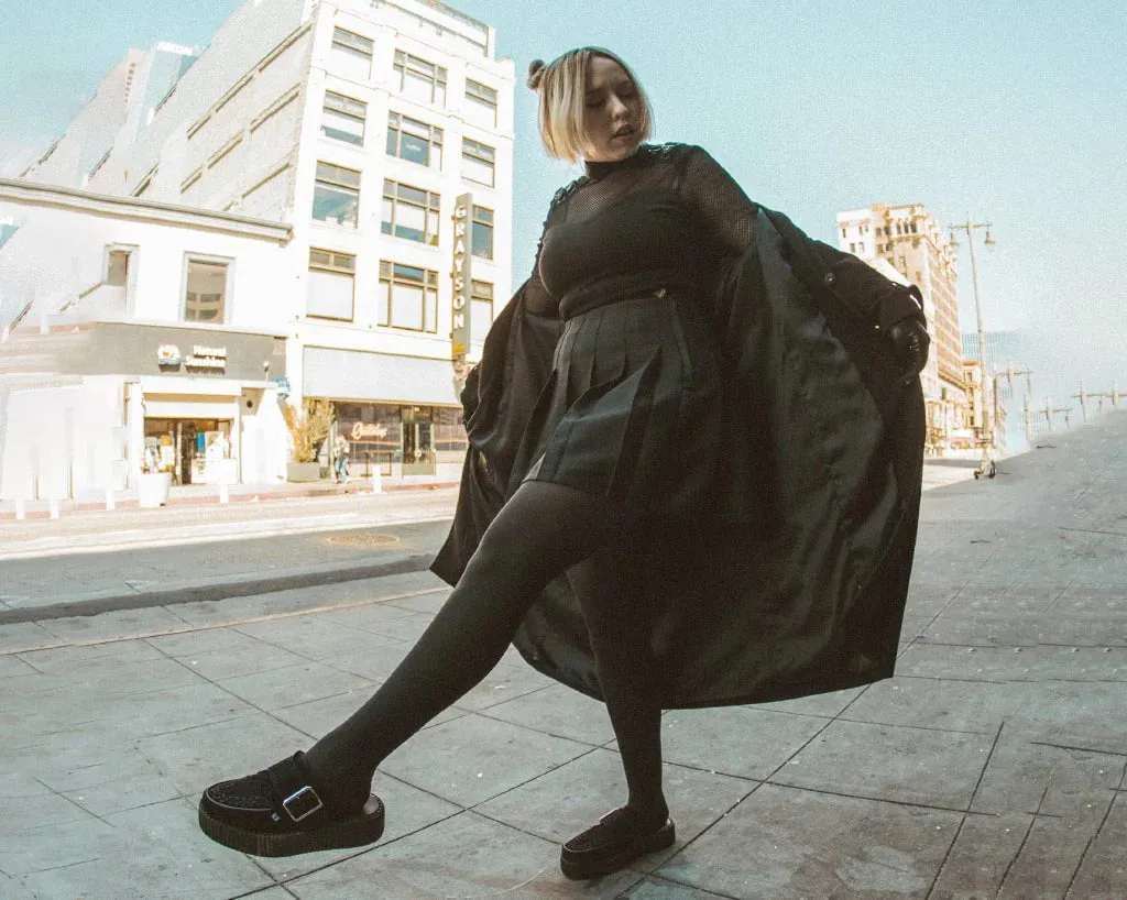 TUK-V3177L-Black Suede Creeper Mule