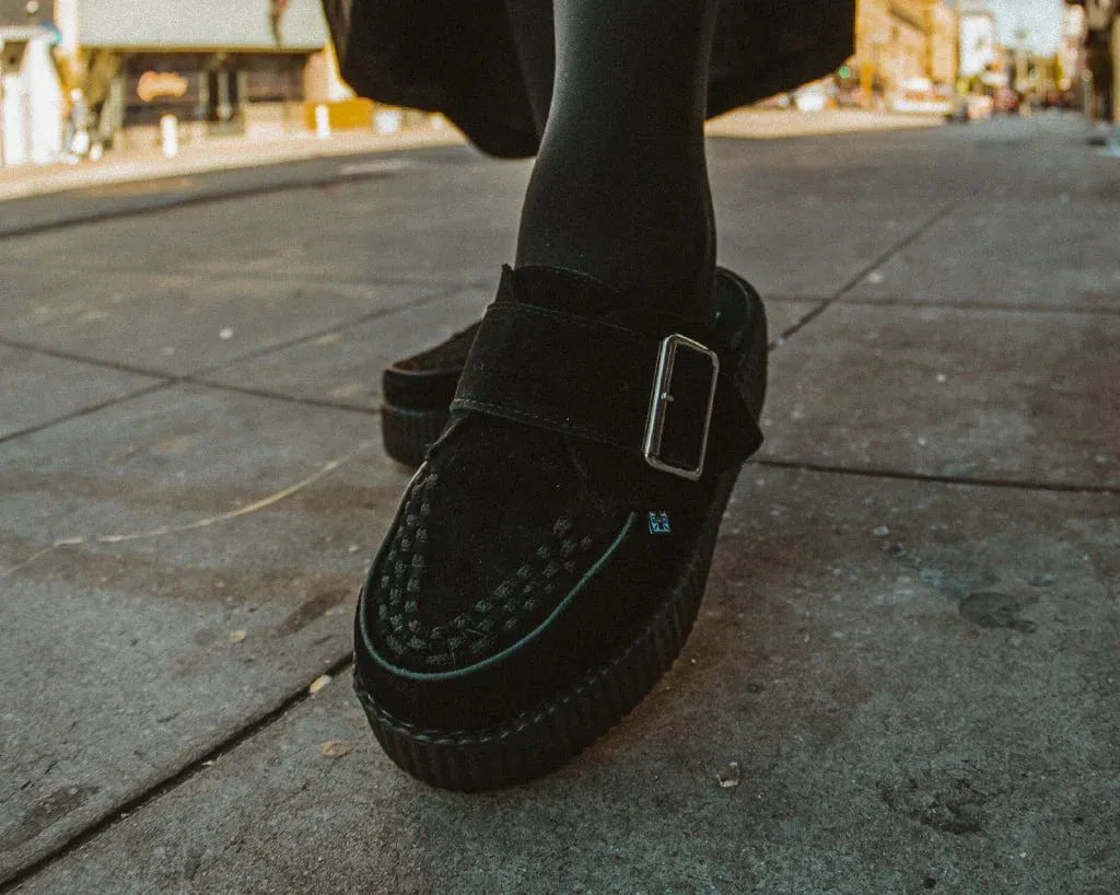 TUK-V3177L-Black Suede Creeper Mule