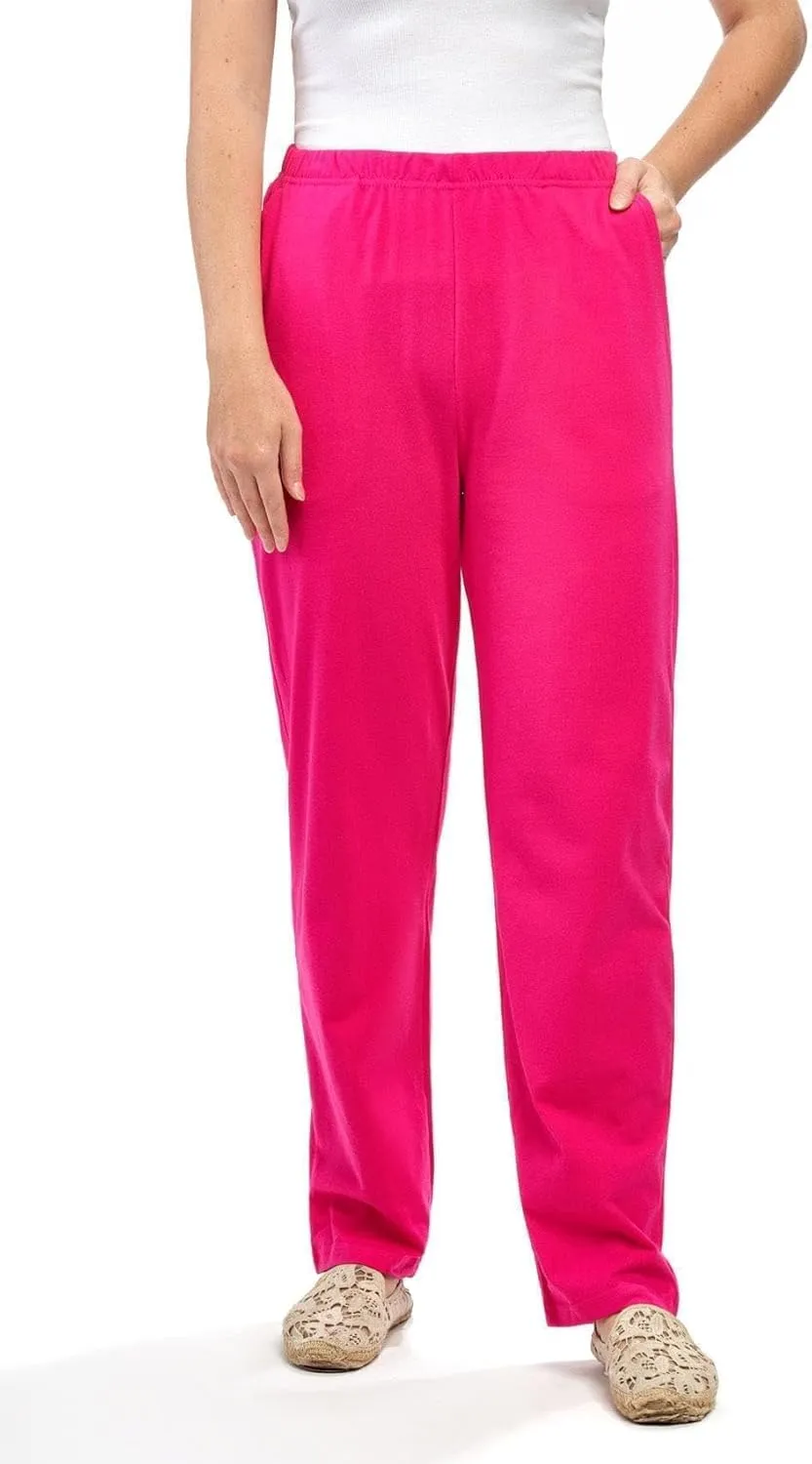 Turtle Bay New York Plus Size Women's Knit Straight Leg Elastic Waist Sweatpants with Flat Front Waistband