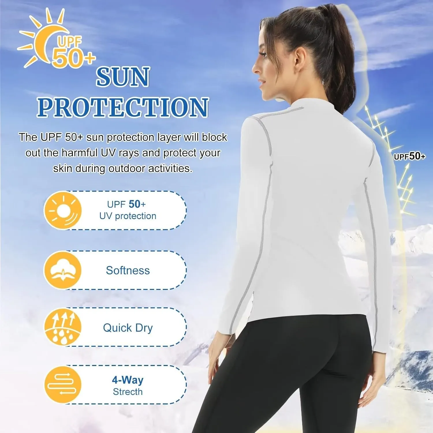 Turtleneck Base Layer for Skiing Hiking Women Cold Weather Fleece Thermal Shirt for Workout Running High Wicking