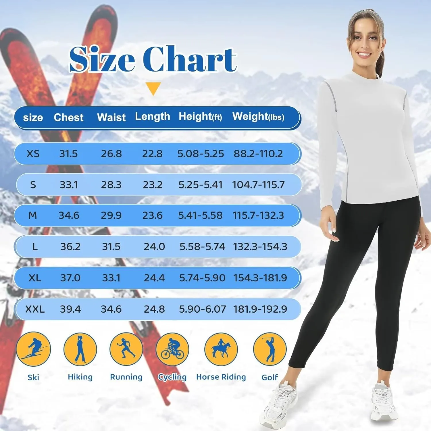 Turtleneck Base Layer for Skiing Hiking Women Cold Weather Fleece Thermal Shirt for Workout Running High Wicking
