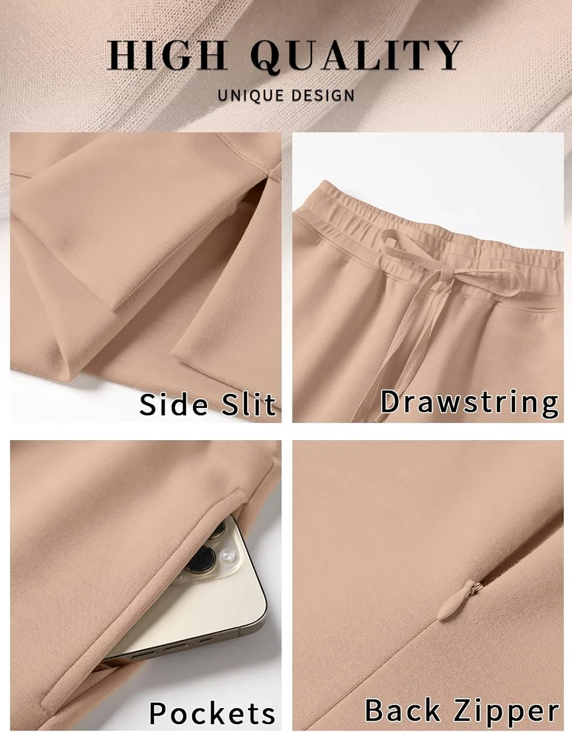 UEU Women's 2 Piece Outfits Lounge Sets Fall Long Sleeve Sweatsuits Wide Leg Pants Travel Casual Matching Tracksuit Clothes