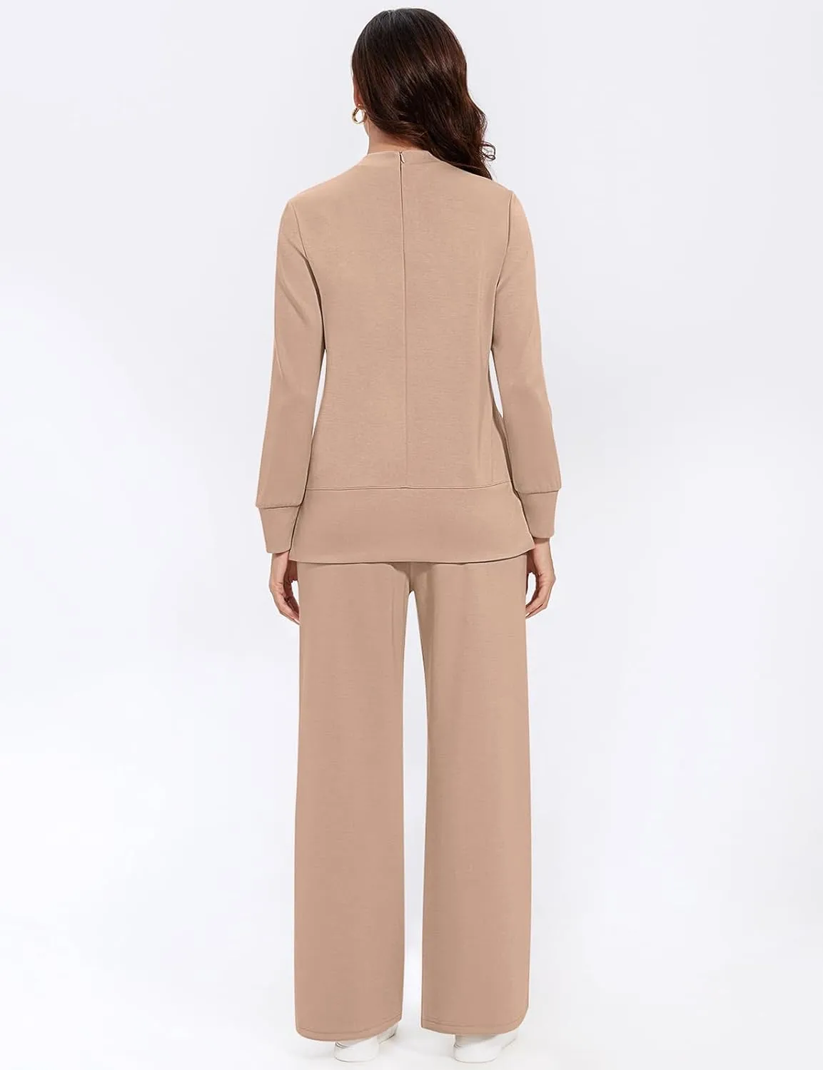 UEU Women's 2 Piece Outfits Lounge Sets Fall Long Sleeve Sweatsuits Wide Leg Pants Travel Casual Matching Tracksuit Clothes