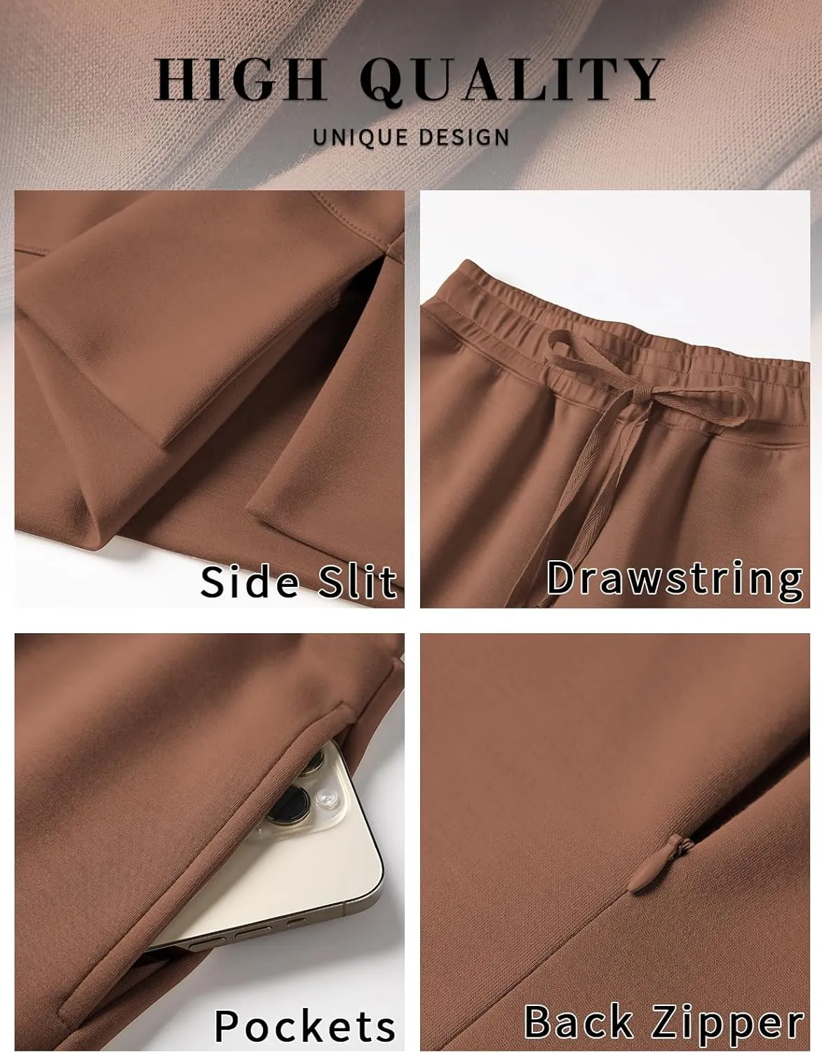UEU Women's 2 Piece Outfits Lounge Sets Fall Long Sleeve Sweatsuits Wide Leg Pants Travel Casual Matching Tracksuit Clothes