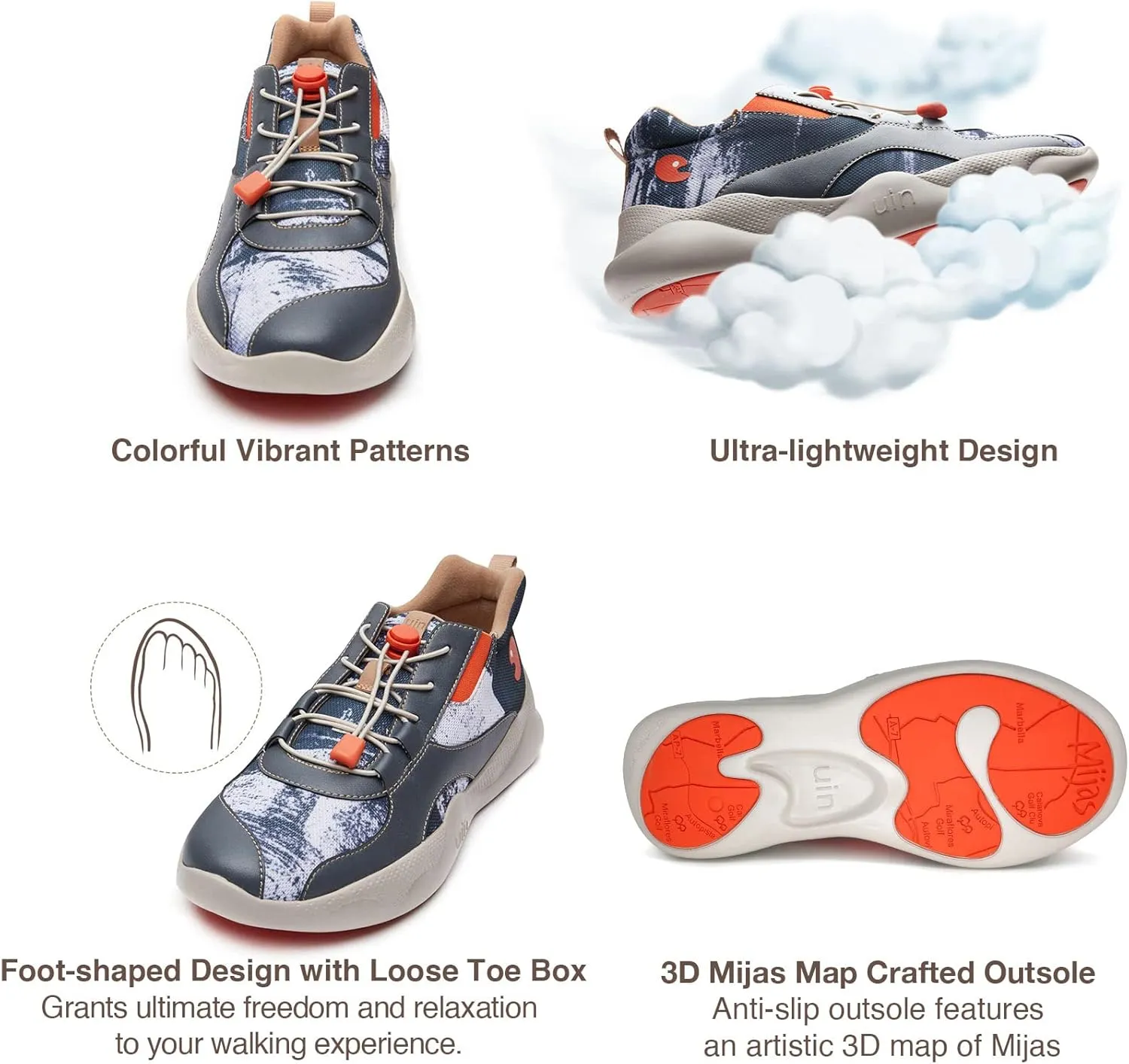 UIN Men's Fashion Sneakers Walking Casual Slip Ons Microfiber Comfortable Lightweight Art Painted Athletic Travel Shoes Mijas