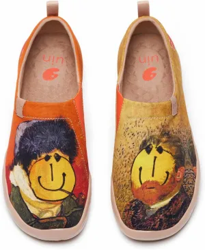 UIN Men's Slip Ons Canvas Lightweight Flats Sneakers Walking Casual Loafers Comfortable Art Painted Travel Shoes