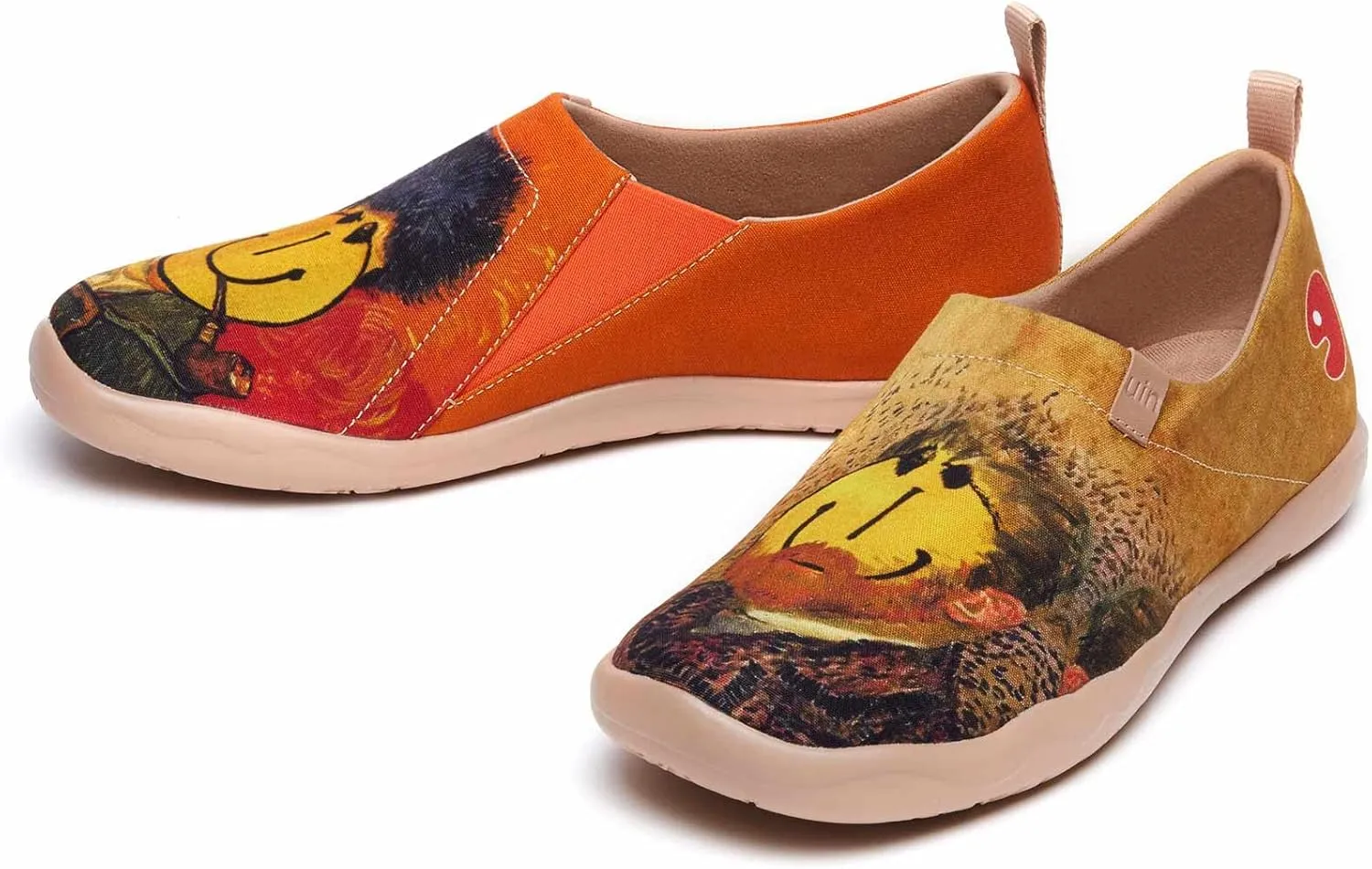 UIN Men's Slip Ons Canvas Lightweight Flats Sneakers Walking Casual Loafers Comfortable Art Painted Travel Shoes