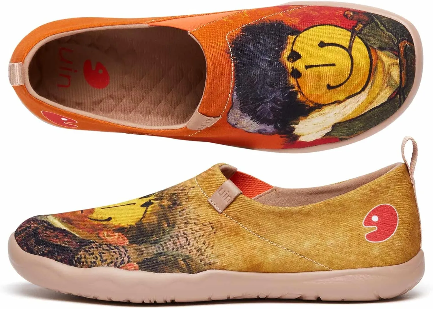 UIN Men's Slip Ons Canvas Lightweight Flats Sneakers Walking Casual Loafers Comfortable Art Painted Travel Shoes