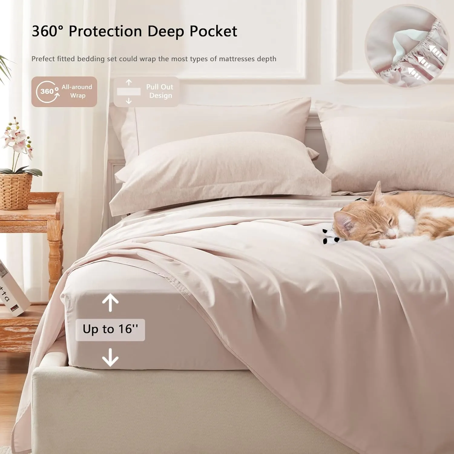 UNILIBRA Queen Comforter Set 7 Pieces Bed in a Bag - Taupe Queen Soft Bed Set for All Seasons - Cationic Dyeing Bedding Comforter Sets with Comforter, Flat Sheet, Fitted Sheet, Pillowcases & Shams