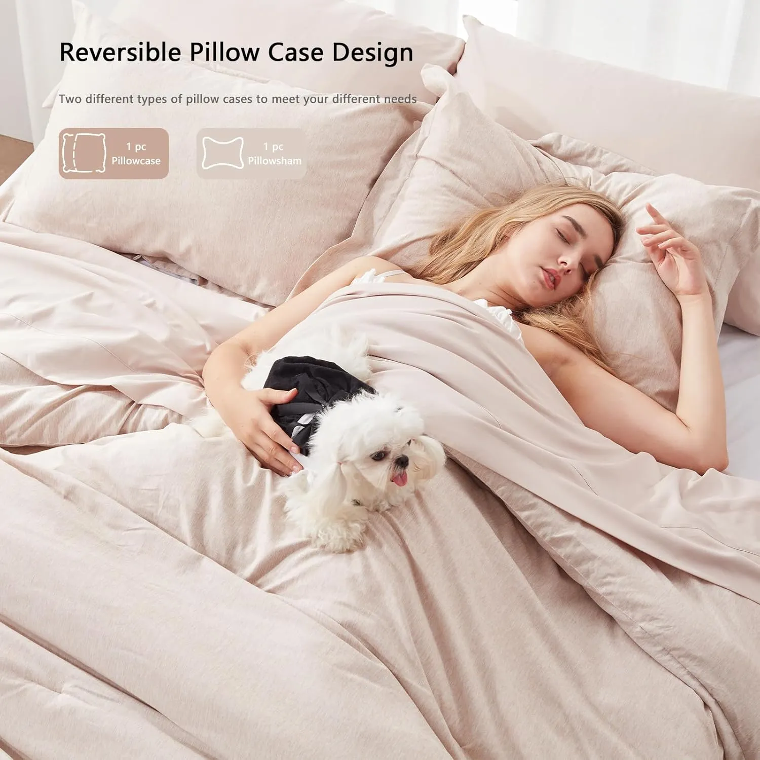 UNILIBRA Queen Comforter Set 7 Pieces Bed in a Bag - Taupe Queen Soft Bed Set for All Seasons - Cationic Dyeing Bedding Comforter Sets with Comforter, Flat Sheet, Fitted Sheet, Pillowcases & Shams