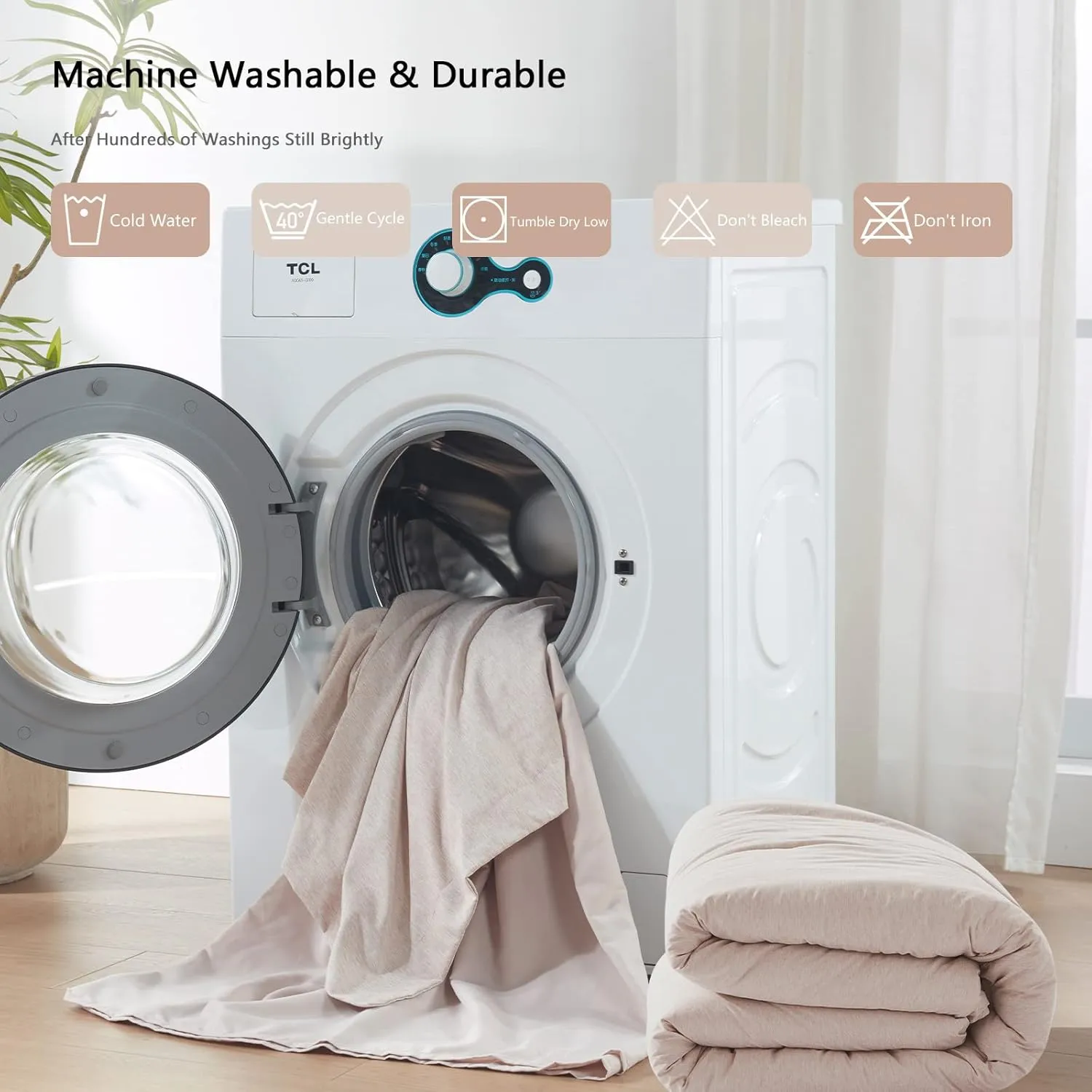 UNILIBRA Queen Comforter Set 7 Pieces Bed in a Bag - Taupe Queen Soft Bed Set for All Seasons - Cationic Dyeing Bedding Comforter Sets with Comforter, Flat Sheet, Fitted Sheet, Pillowcases & Shams