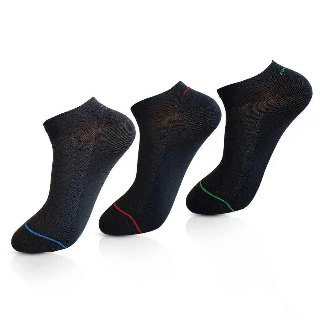 Unisex Breathable Black Sneaker Socks - 3 Pairs