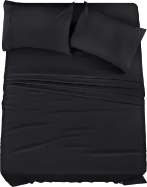 Utopia Bedding Full Sheet Set – 4 Piece Bed Sheets for Full Size Bed, Soft and Breathable Microfiber, Includes 1 Fitted Sheet, 1 Flat Sheet and 2 Pillowcases (Black)