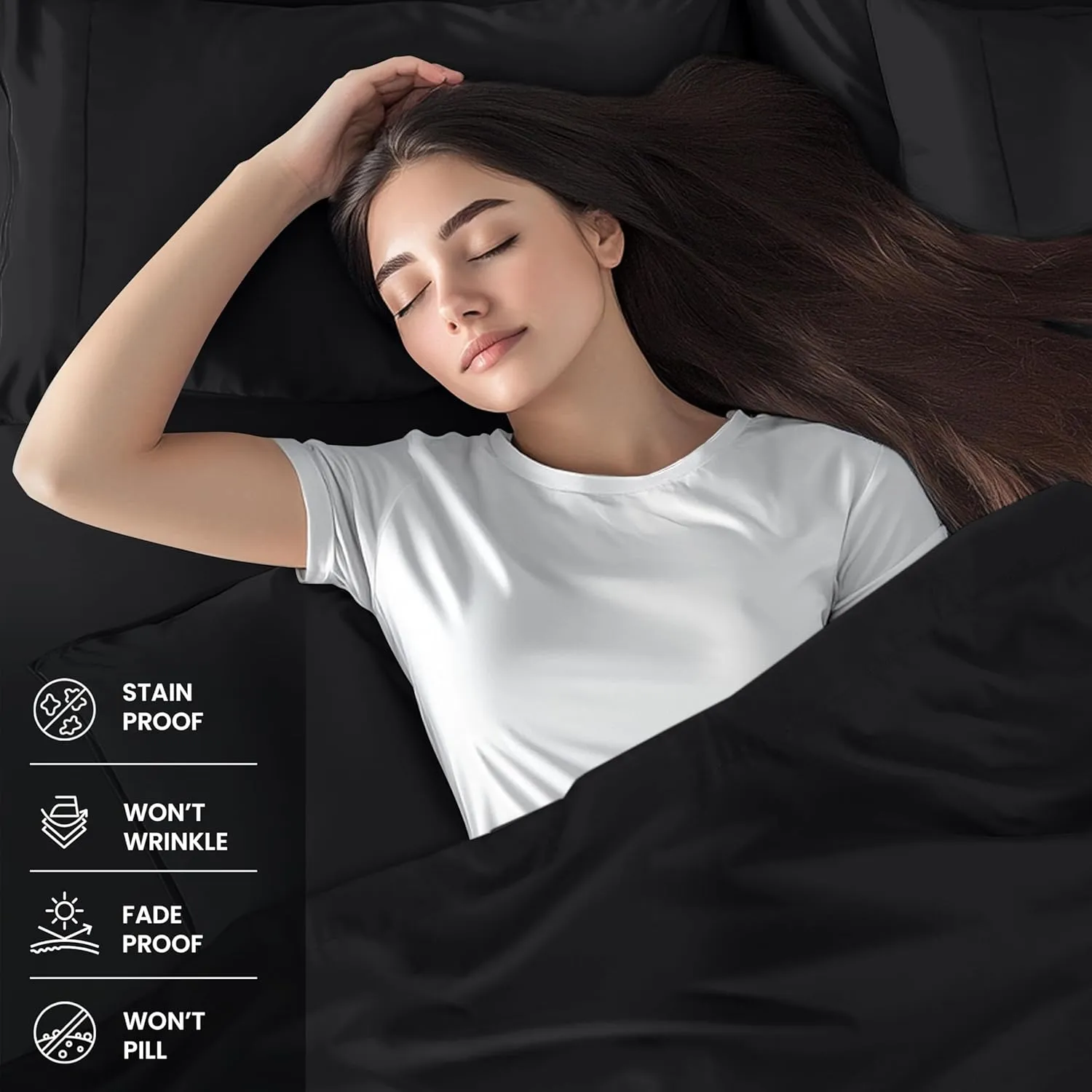 Utopia Bedding Full Sheet Set – 4 Piece Bed Sheets for Full Size Bed, Soft and Breathable Microfiber, Includes 1 Fitted Sheet, 1 Flat Sheet and 2 Pillowcases (Black)