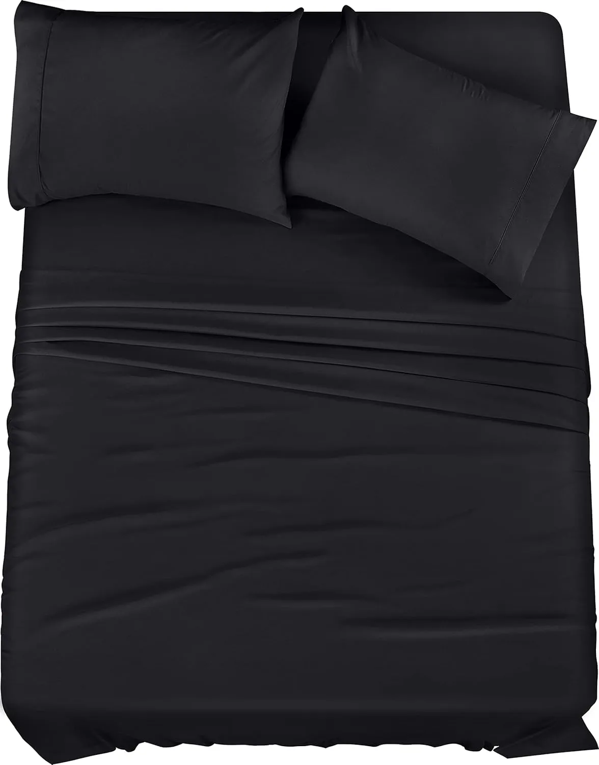 Utopia Bedding Full Sheet Set – 4 Piece Bed Sheets for Full Size Bed, Soft and Breathable Microfiber, Includes 1 Fitted Sheet, 1 Flat Sheet and 2 Pillowcases (Black)