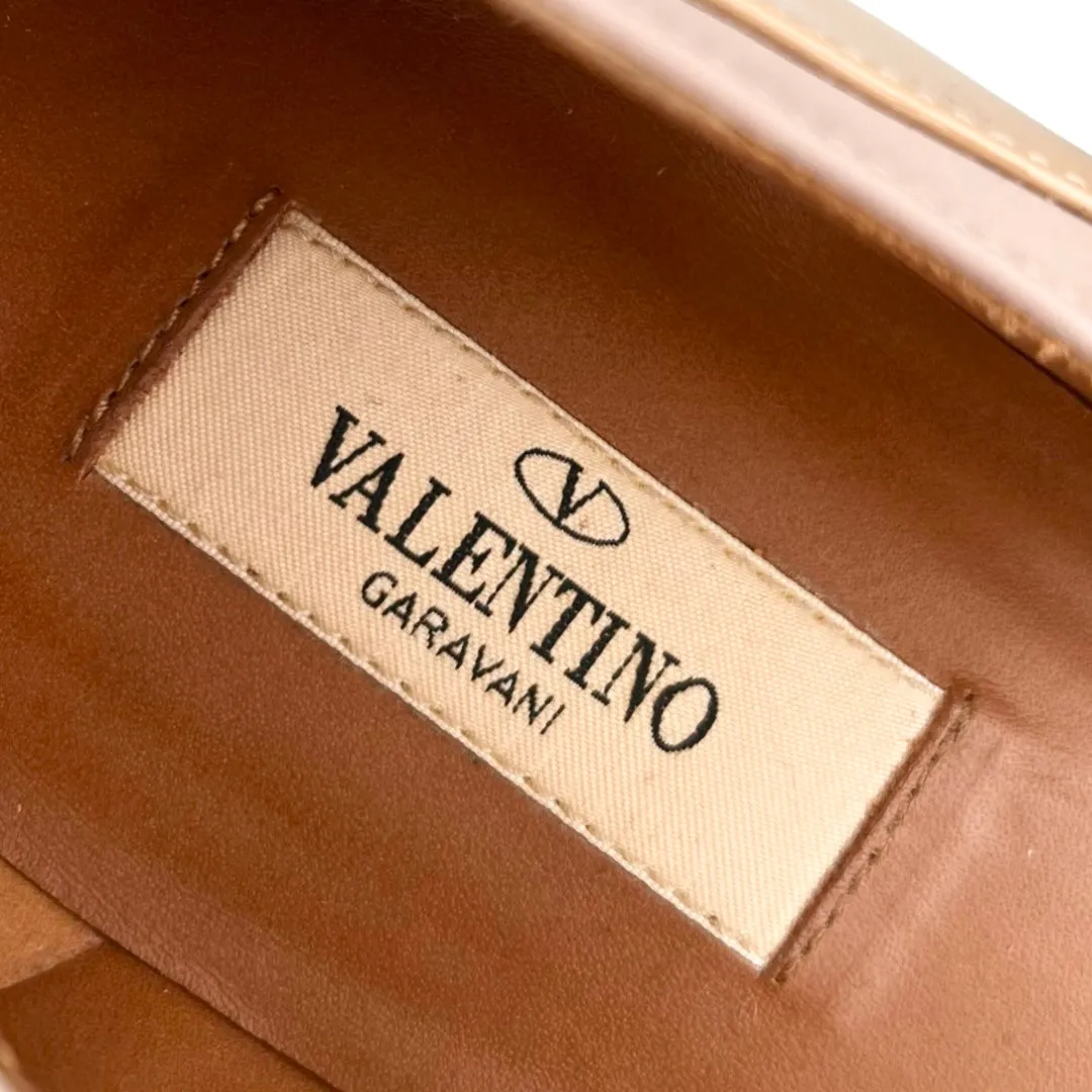 Valentino Garavani Love Latch Soft Noisette Patent Leather Ballet Flats