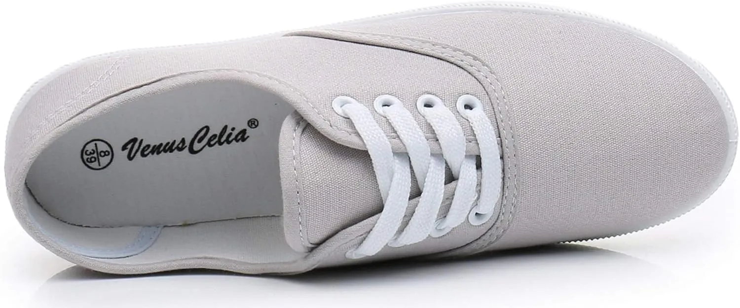 VenusCelia Women's Rainbow Lace Up Sneaker Shoes