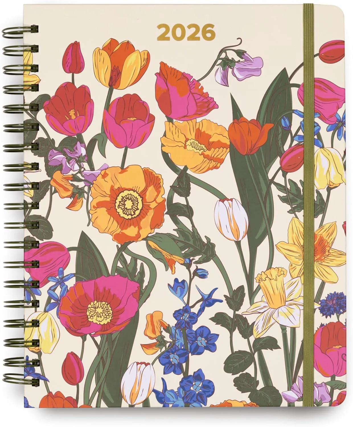Vera Bradley 2025-2026 Jumbo Planner Daily Weekly & Monthly, 17 Month Hardcover Agenda Dated Aug 2025-Dec 2026, Cute Planner with Stickers, Pockets, & Spiral Binding, Meadow Bouquet Seedpearl