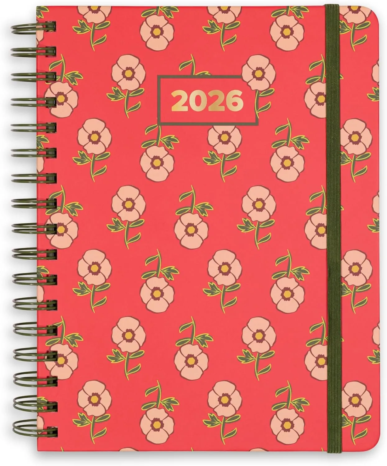 Vera Bradley 2025-2026 Large Planner Daily Weekly & Monthly, 17 Month Hardcover Agenda Dated Aug 2025-Dec 2026, Cute Planner with Stickers, Pockets, & Spiral Binding (Tiny Poppies)