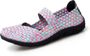 Veroders Women's Elastic Sport Sandals - Hiking Sandals Woven Elastic Walking Sandals Slip on Lightweight Sneakers