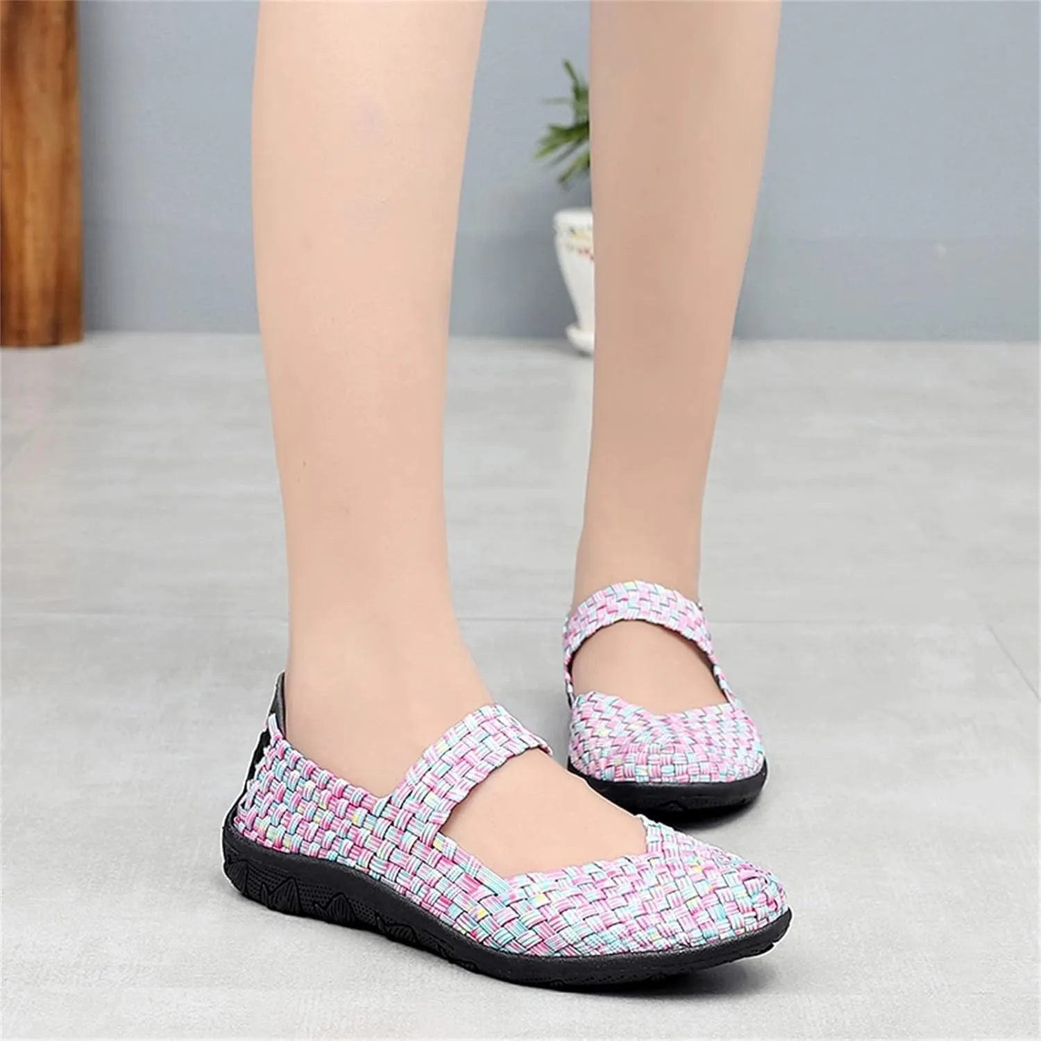Veroders Women's Elastic Sport Sandals - Hiking Sandals Woven Elastic Walking Sandals Slip on Lightweight Sneakers