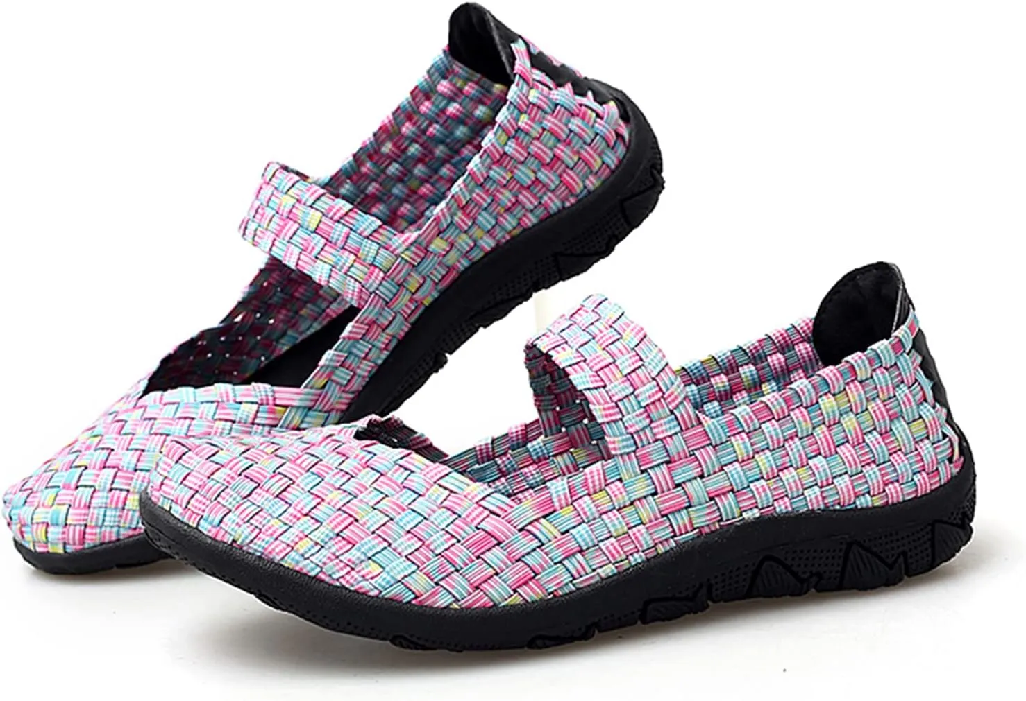 Veroders Women's Elastic Sport Sandals - Hiking Sandals Woven Elastic Walking Sandals Slip on Lightweight Sneakers