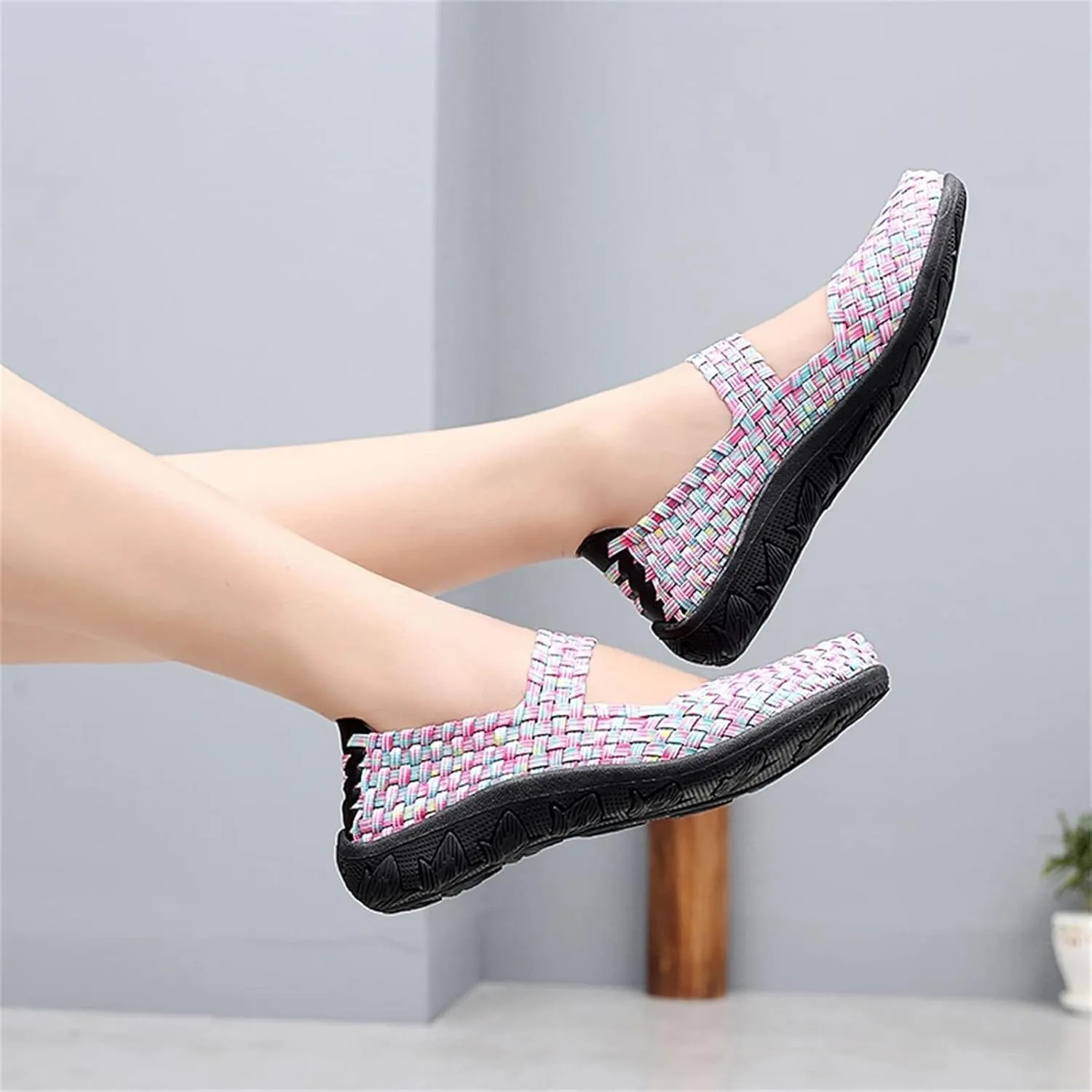 Veroders Women's Elastic Sport Sandals - Hiking Sandals Woven Elastic Walking Sandals Slip on Lightweight Sneakers