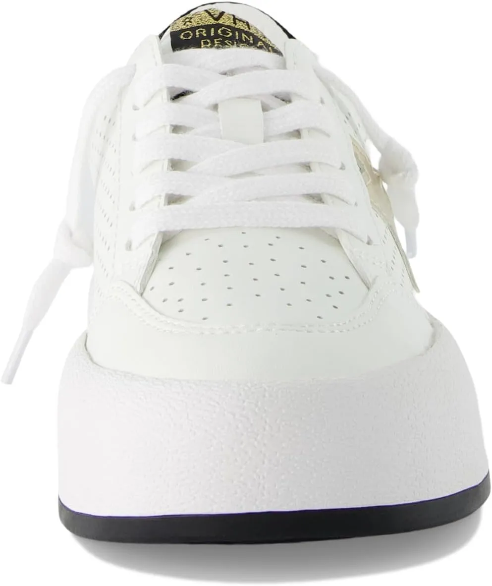 Vintage Havana Womens Ream Metallic Lace Up Platform Sneakers Shoes Casual - White