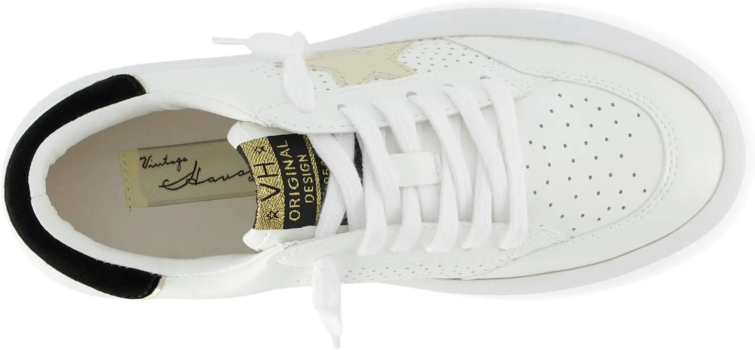 Vintage Havana Womens Ream Metallic Lace Up Platform Sneakers Shoes Casual - White