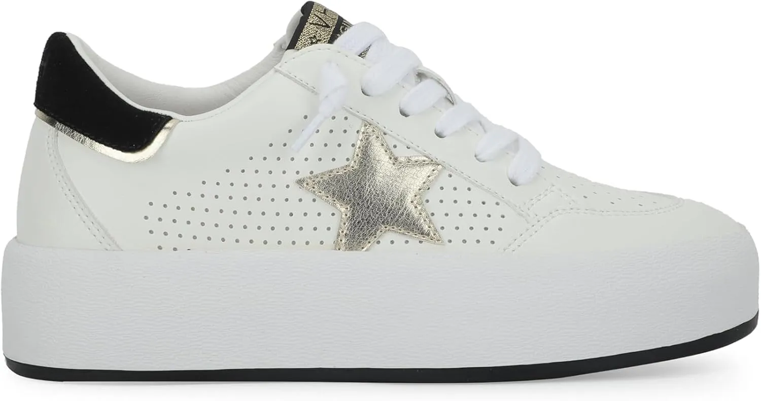 Vintage Havana Womens Ream Metallic Lace Up Platform Sneakers Shoes Casual - White