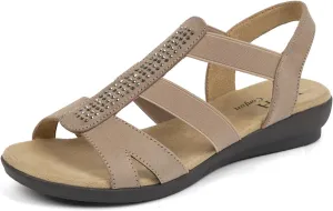 VJH confort Women's Comfort Flat Sandals Summer,with Rhinestone Open Toe Elastic Slip On Slingback Casual Walking Low Heele Sandals