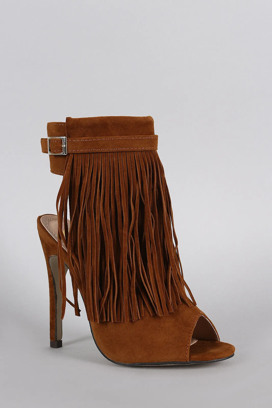 Voice-activated Stiletto Fairly priced Toe Peep Mule Fringe