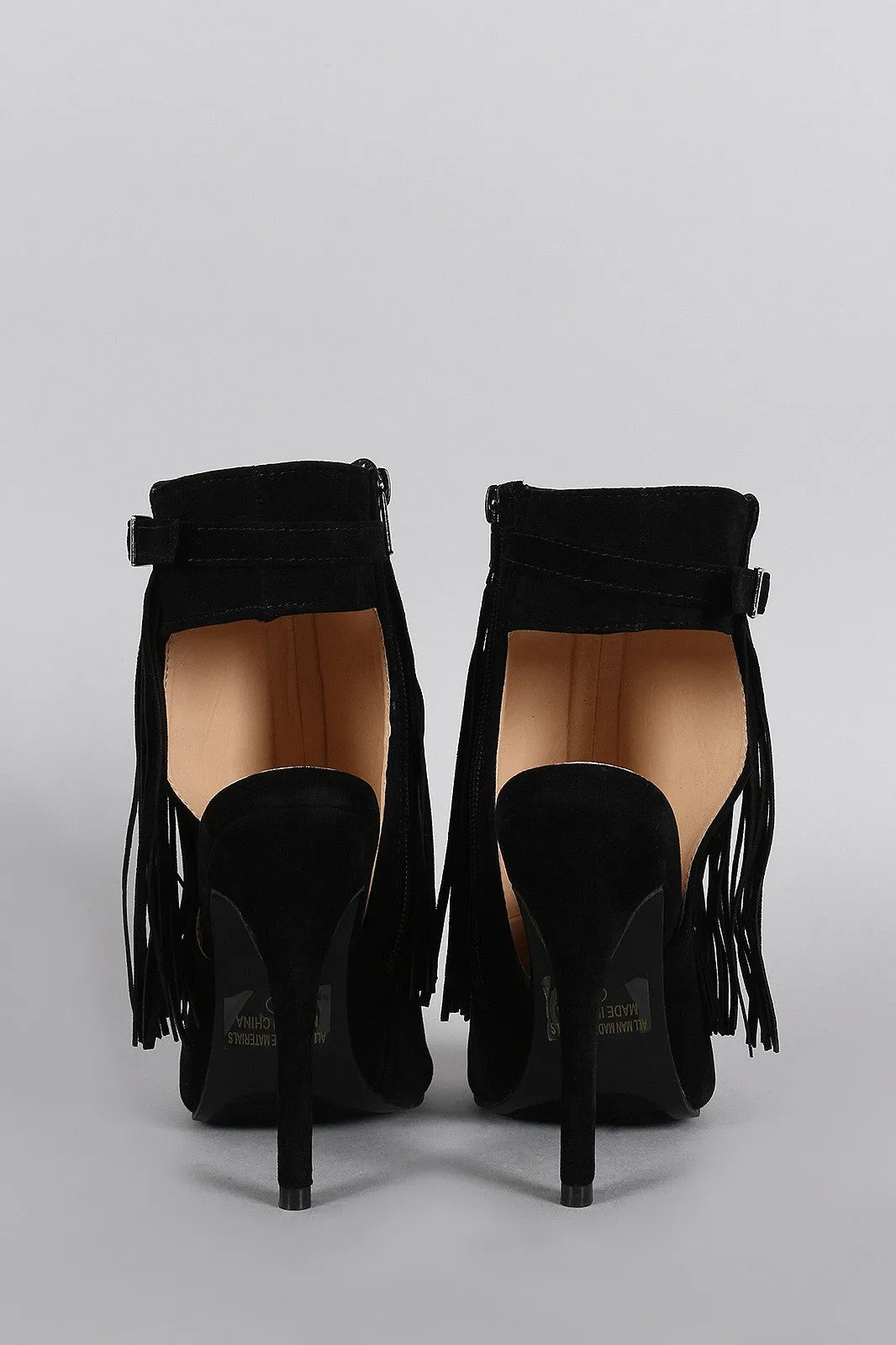 Voice-activated Stiletto Fairly priced Toe Peep Mule Fringe