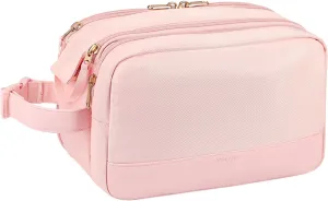 Voova Travel Toiletry Bag for Women, Hanging Dopp Kit Water Resistant Shaving Bag for Toiletries Accessories, Small Makeup Organizer Case for Traveling Essentials, Bathroom, Cosmetics, Pink