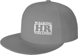 Walking Hr Violation Flat Brim Baseball Cap,Classic Snapback Hats Adjustable Trucker Hat for Men & Women,Black
